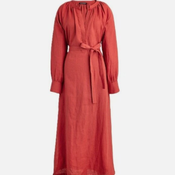 NEW with TAGS J CREW Cabana Long Dress 100% Linen - Red Sand - SMALL - Picture 7 of 7